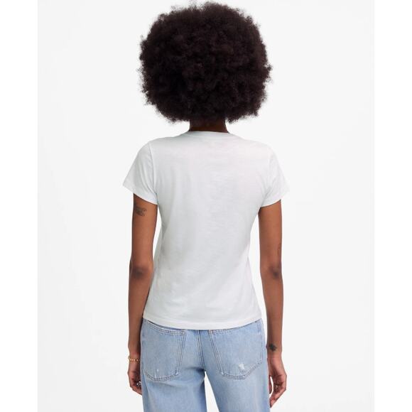 Madewell Slub Pima Cotton Jersey Perfect V-Neck Tee WMNS M White Short Sleeves - Picture 2 of 10